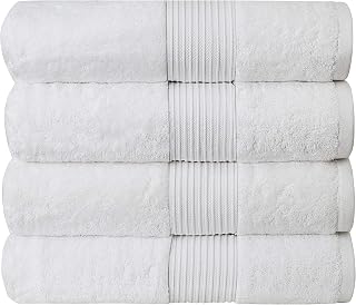 Bumble Towels Oversized Bath Sheets 650 GSM 34x56 Inch 4 Pack White - Hotel Quality Soft Absorbent Cotton