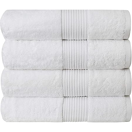 Set of 4 Luxury XL Bath Towels by Bumble - Oversized Bath Towels Extra Large, Hotel Quality Towels, 650 GSM Soft Combed Cotton, Home Spa Bathroom Towels, Thick & Fluffy Bath Sheets (White, 4 Pack)