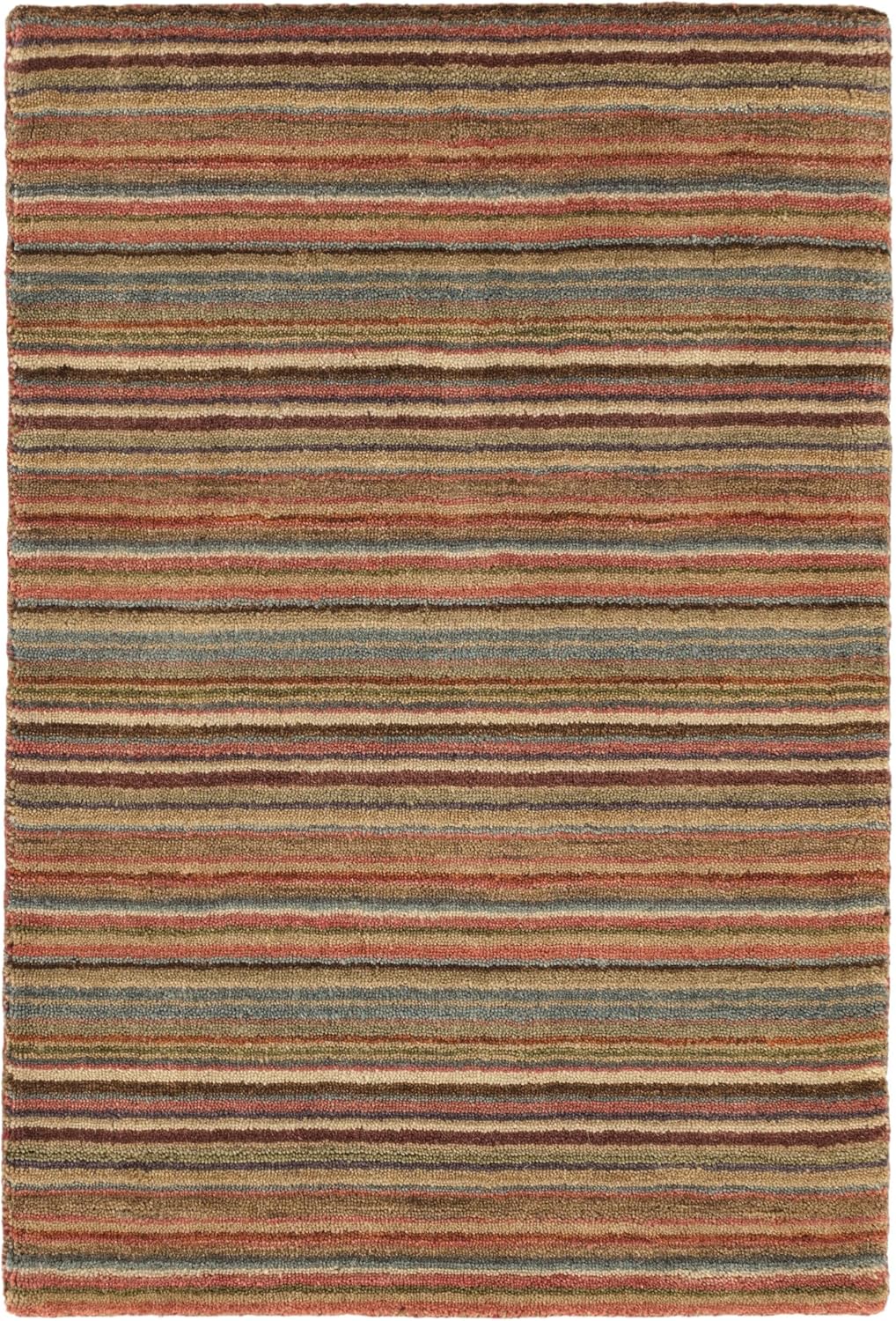 Dash and Albert Brindle Stripe Spice Hand Loom Knotted Wool Rug, 2 X 3 Feet, Multi Stripe Pattern - Premium Luxury Hotel Quality Soft Breathable Hypoallergenic Machine Washable Easy Care All