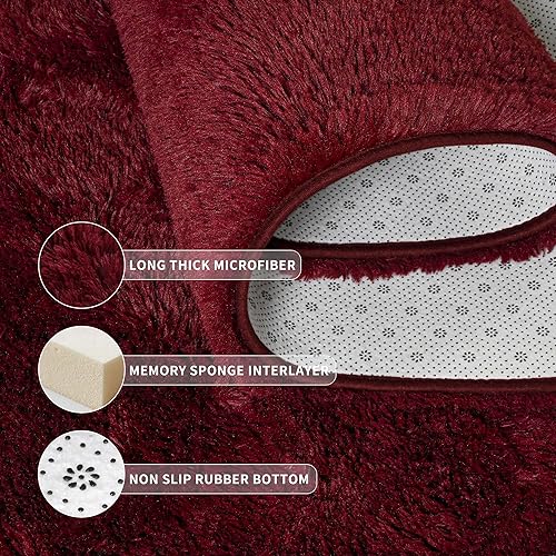 Miniatura 199 de Tepook - Alfombra súper suave y peluda para dormitorio, alfombras modernas peludas para niños para sala de estar, alfombra de felpa