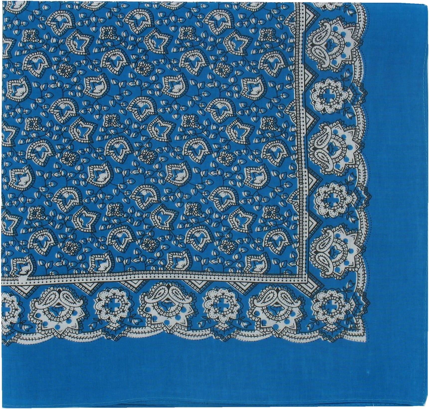Mid Blue Neat Paisley Design Bandana or Large Handkerchief