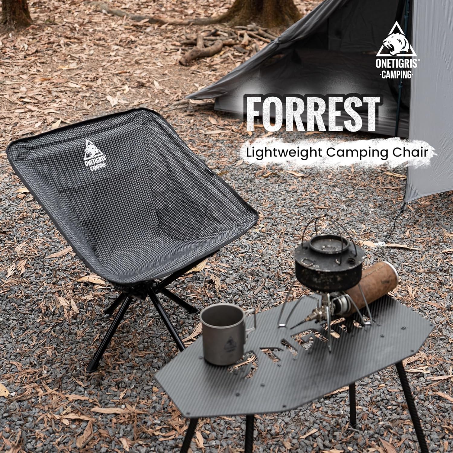 ONETIGRIS Forrest Camping Chair, Set Up in Seconds, Lightweight Folding Chair for Backpacking, Hiking, Beach, Lawn, Travel, Support 330 lbs