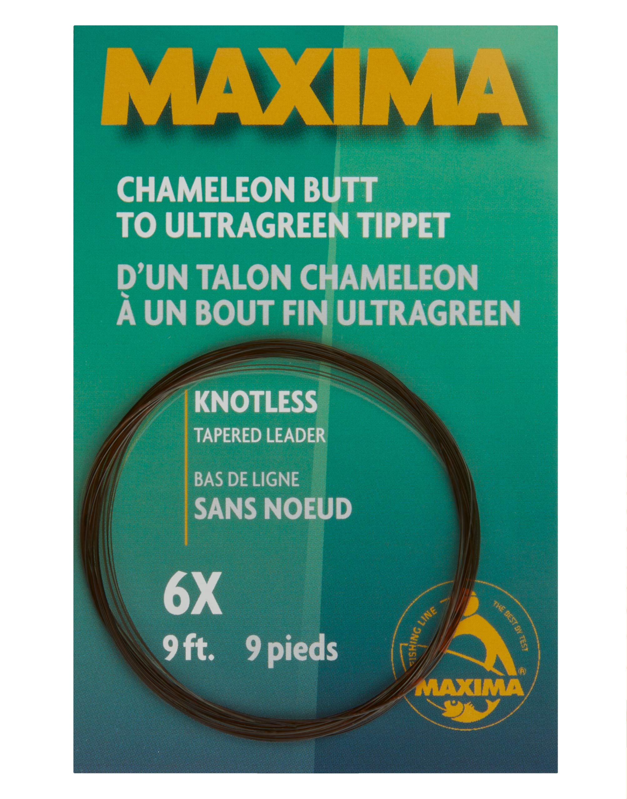 Maxima Fishing Line 9-Feet Knotless Tapered Leaders, Brown and Green, 6X