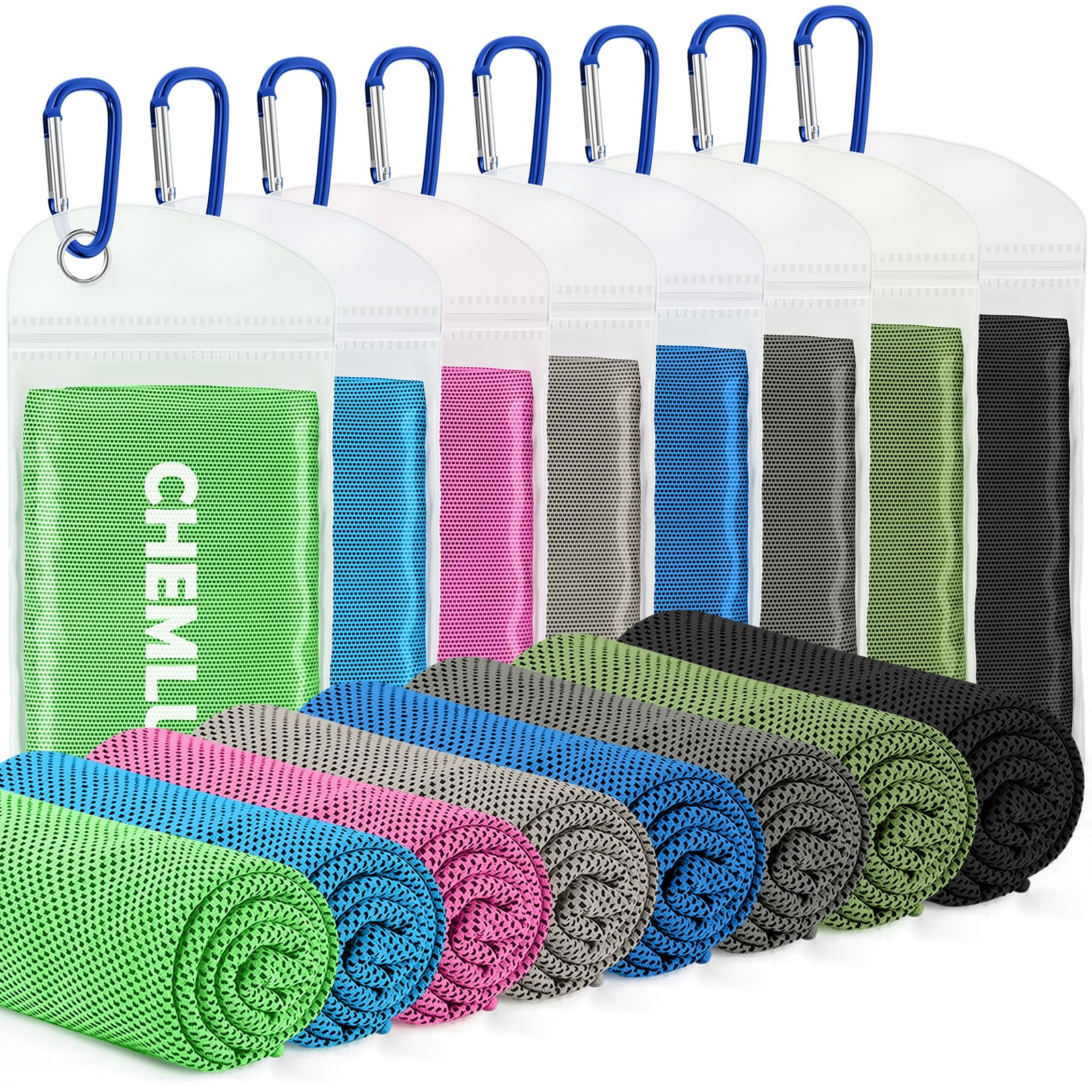 CHEMLUK Cooling Towels 8 Packs: Instant Cool Towel for Hot Weather Neck and Face UV Protection Quick Dry Microfibre Sweat Towels for Gym Yoga Running Camping Workout Sports Travel