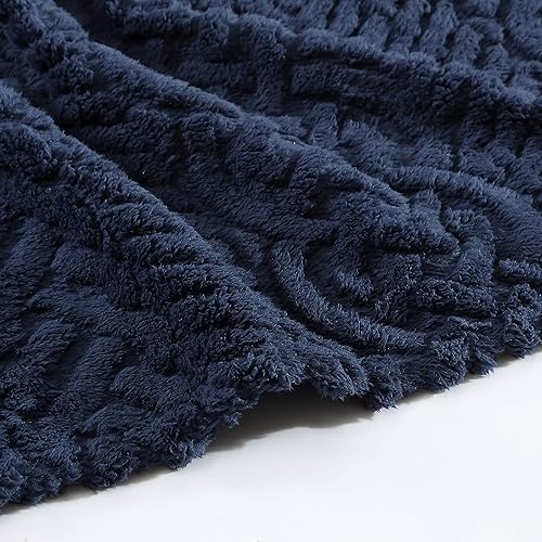 Miniatura 2 de Nautica - Manta de punto trenzado, suave ropa de cama Sherpa de punto trenzado, acogedora decoración del hogar para cama o sofá (azul marino Declan,