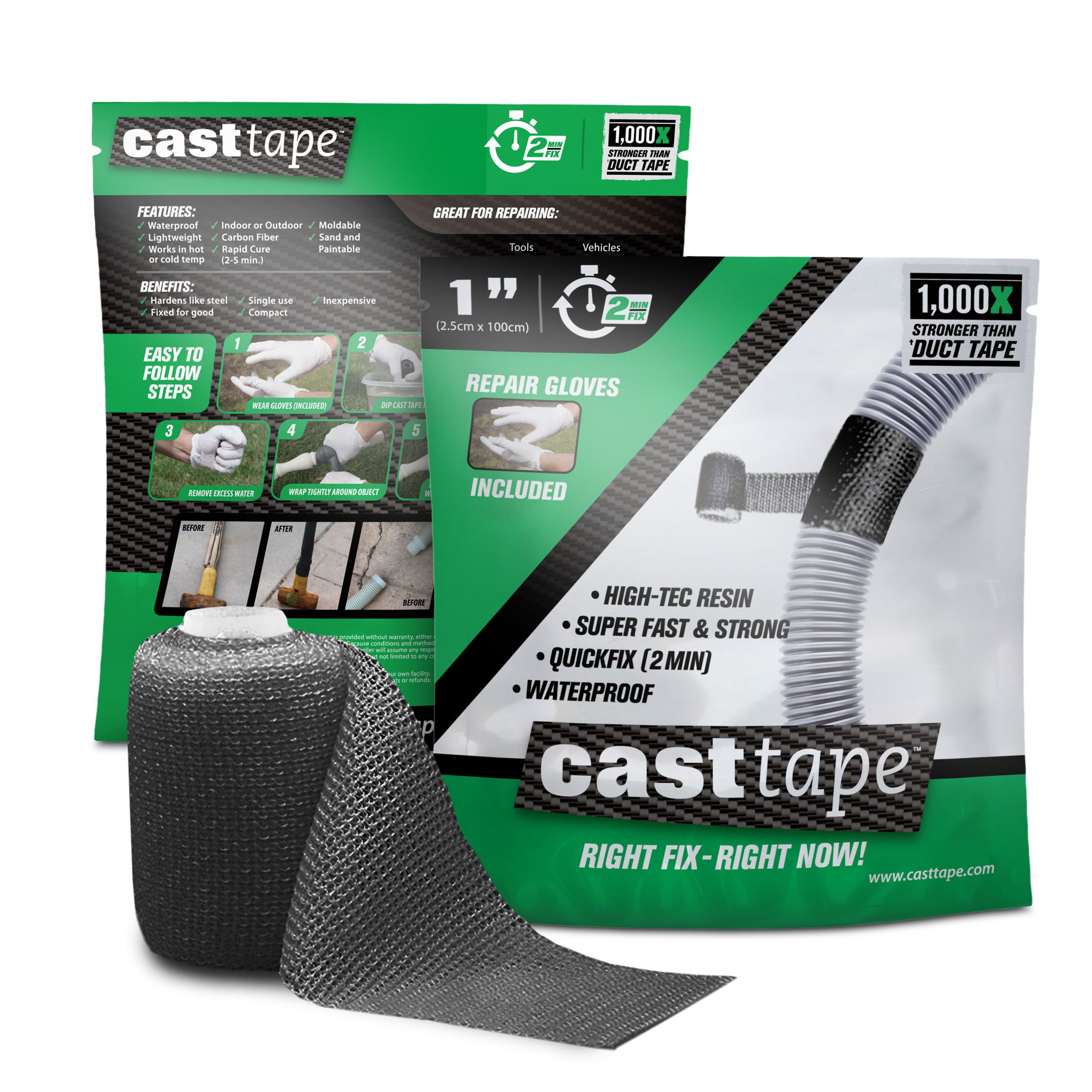 Super Epoxy Carbon Fiber Tape - 100x Strength of Duct Tape - Fix & Repair: Automotive, Plumbing, Pipe & Hose, Emergency, DIY - 1" x 40" Roll