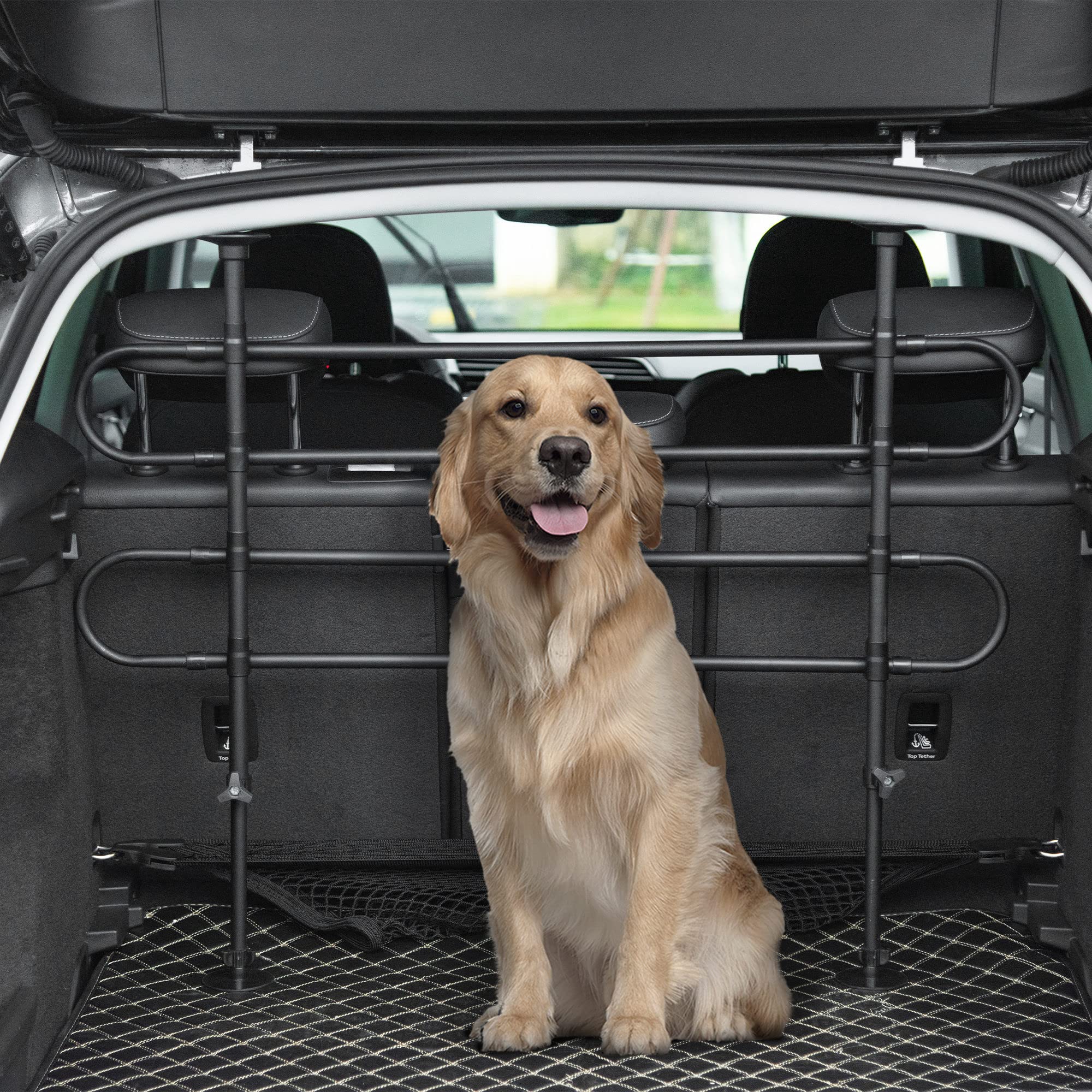 PawHut - Griglia di Protezione Regolabile per i Animali Domestici Adatto a Ogni Auto Nero