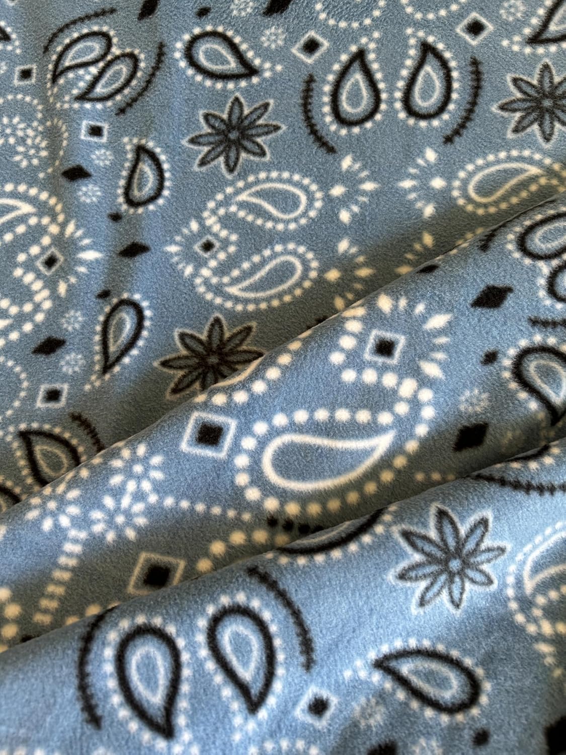 YourFleece No-Sew Throw Fleece Fabric DIY Blanket Making Kit, Make Your Own, Anti-Pill, Bandana Handkerchief Blue, 72x60 inches