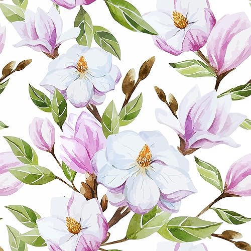 Papel tapiz floral autoadhesivo de vinilo rosablancoverde para dormitorio, baño, encimera, gabinete, decoración del hogar, 17.7 pulgadas x 9.8 pies
