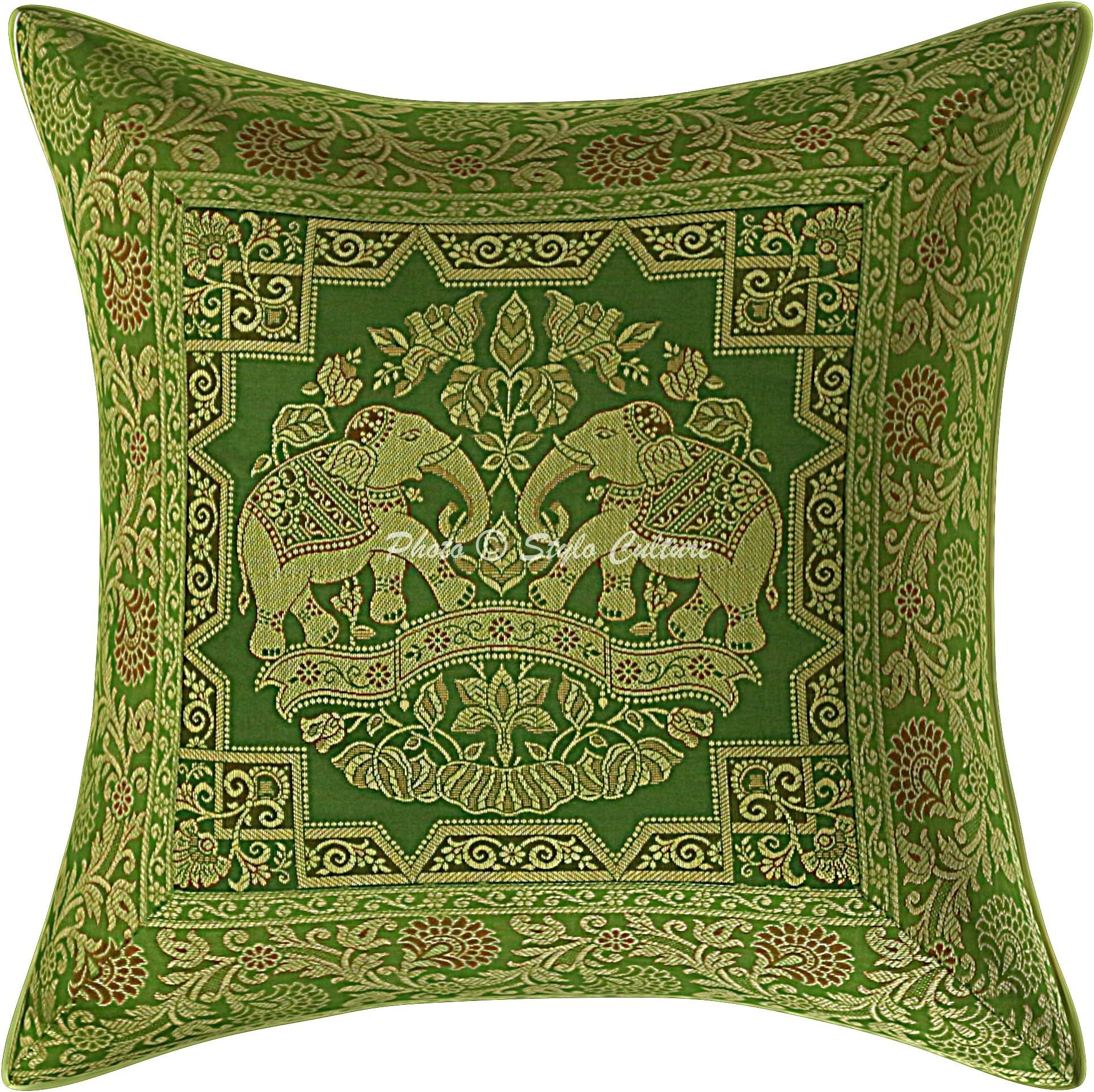 green floral throw pillows