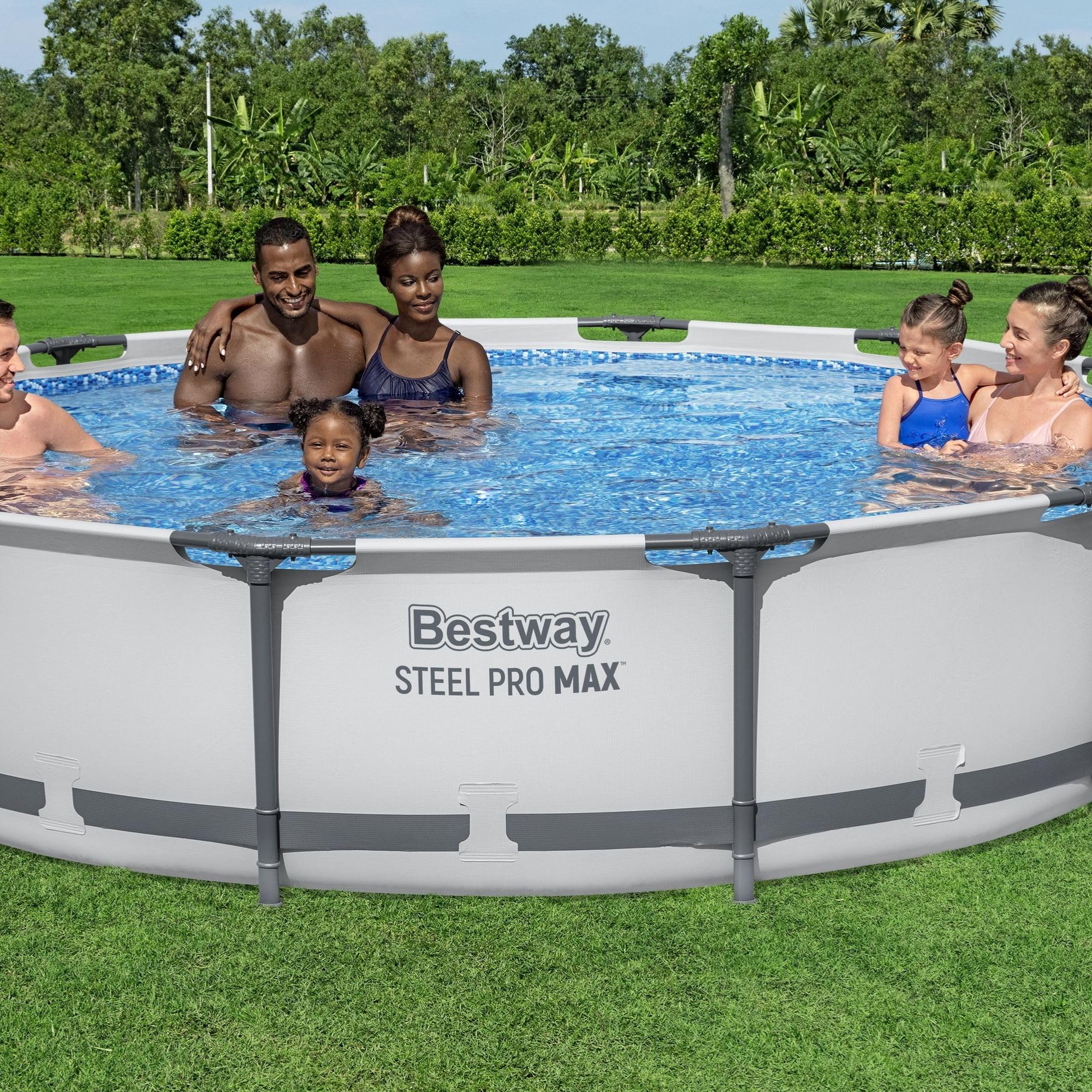 Bestway BW56416GB-21 Steel Pro Round Frame Swimming Pool with Filter Pump, Grey, 12 ft — view 2