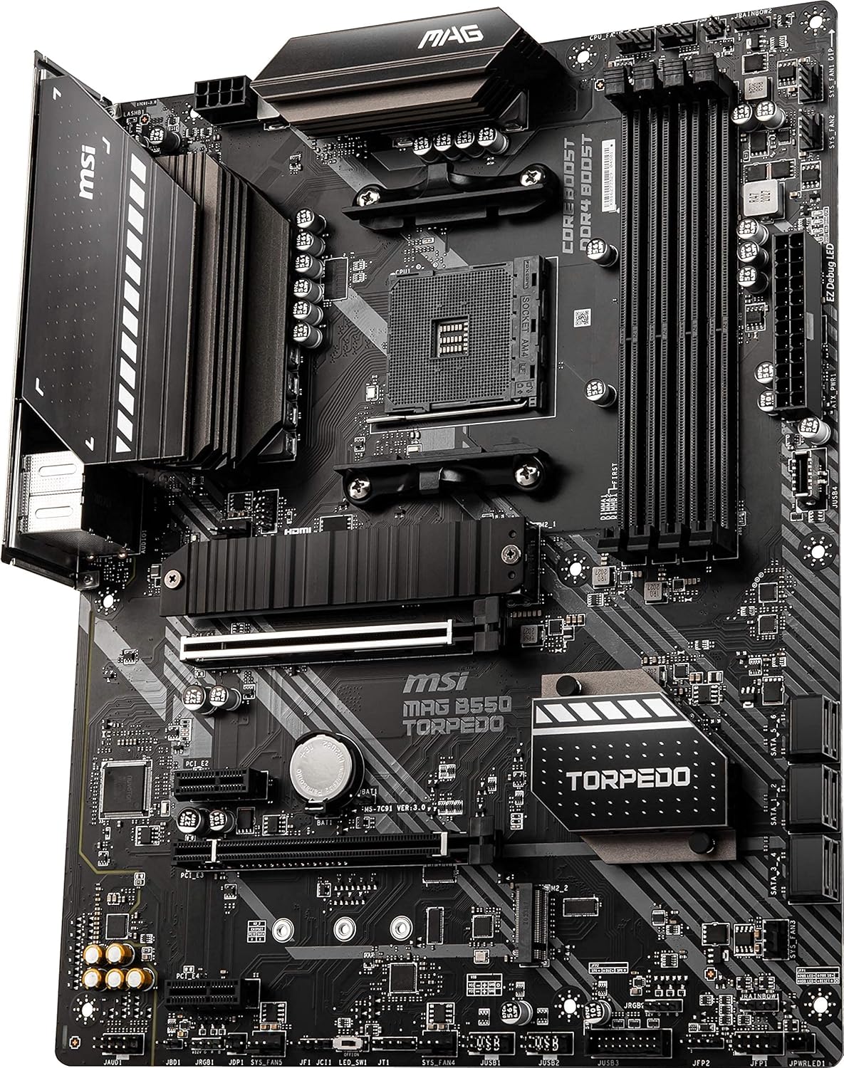 MSI MAG B550 Torpedo Gaming Motherboard (AMD AM4, DDR4, PCIe 4.0, SATA 6Gb/s, Dual M.2, USB 3.2 Gen 2, HDMI/DP, ATX, AMD Ryzen 5000 Series Processors) (Renewed)