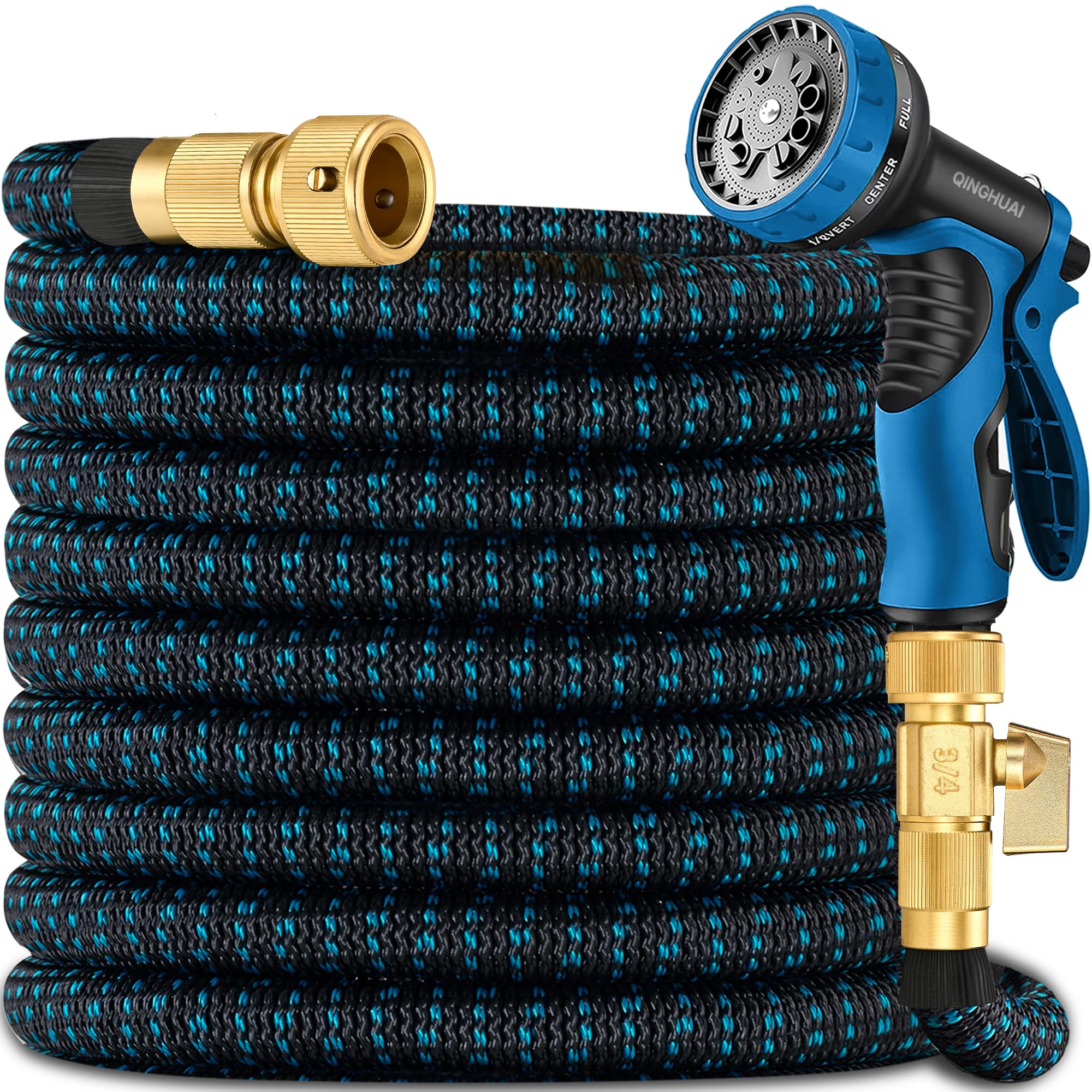 50 ft Expandable Garden Hose Pipe - Heavy Duty Expanding Water Hoses with 10 Spray Nozzle -Retractable,Flexible,Never Kink & Tangle Car Washing Expanding Garden Hose Pipe for Yard, Outdoor — image 1