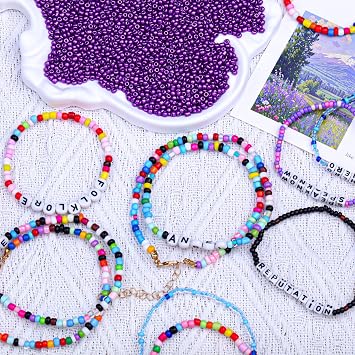 10000pcs 2mm Glass Seed Beads Bulk, Individual Color 12/0 Mini Pony Spacer Small Seed Beads for DIY Bracelet Necklaces Wrist Jewelry Making, Dark Purple