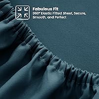 Vista 6 de LUX Décor Sábana bajera tamaño Queen – Sábanas de microfibra elástica de 360 grados fáciles de ajustar, bolsillo profundo de 16 pulgadas, resistente