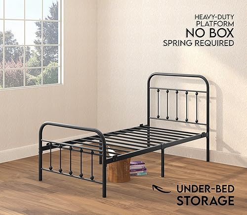 Miniatura 4 de Golden Gate Beds Vintage Wrought Iron Bed Frame with Classic Metal Platform Base, Headboard and Footboard, No Box Spring Needed, Easy Assembly,