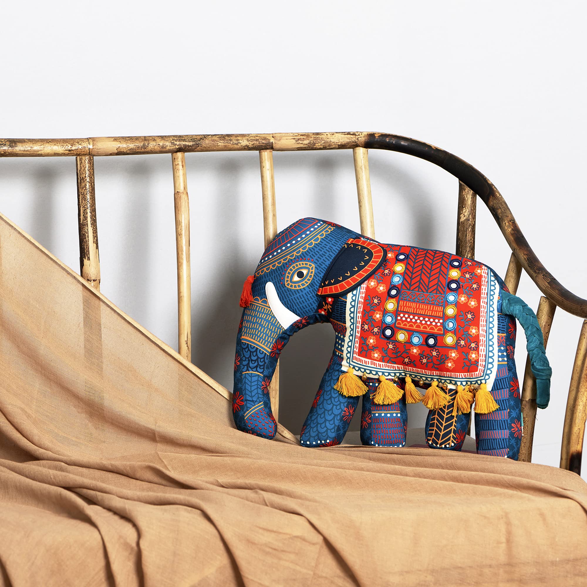 CHUMBAK Cotton Polyester The Royal Ride Kutch Cushion (Blue, 4 x 30 x 6 cms) - Image 3 thumbnail