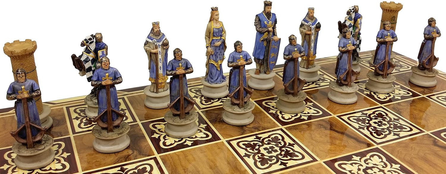 Hot Products Medieval Times Crusades King Richard The Lionheart Knight Color Painted Chess Men Pieces Set - NO Board