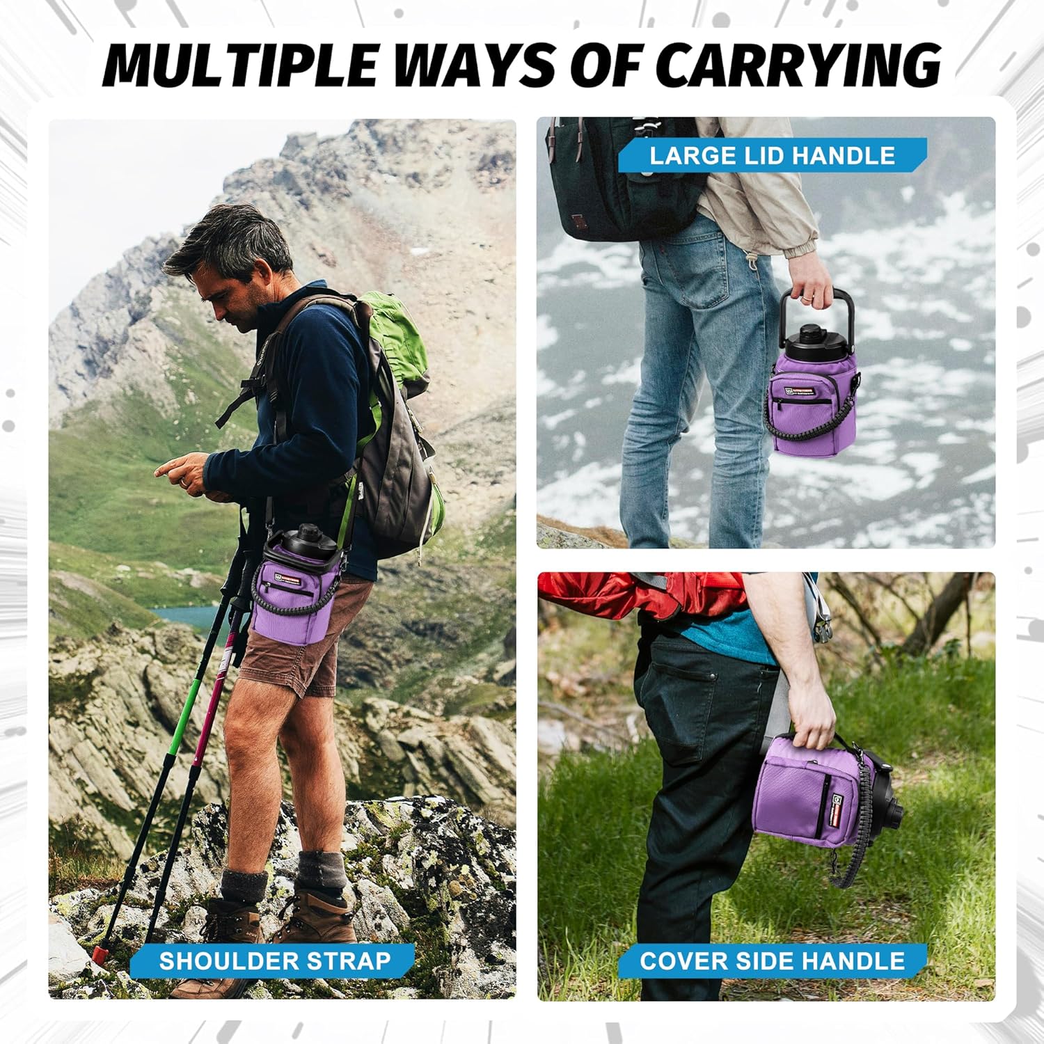 NATURE PIONEOR 84 oz Insulated Water Bottle - Double Vacuum Stainless Steel Water Jug with Holder/Carrier, Wide Mouth, Outdoor Sports, Hiking, Camping, Gym - Image 7