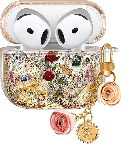 Miniatura 12 de Funda para Apple para Airpod Pro 2/1 - Funda Kawaii bonita estética femenina para niñas y mujeres, protector líquido con purpurina brillante, Rosado