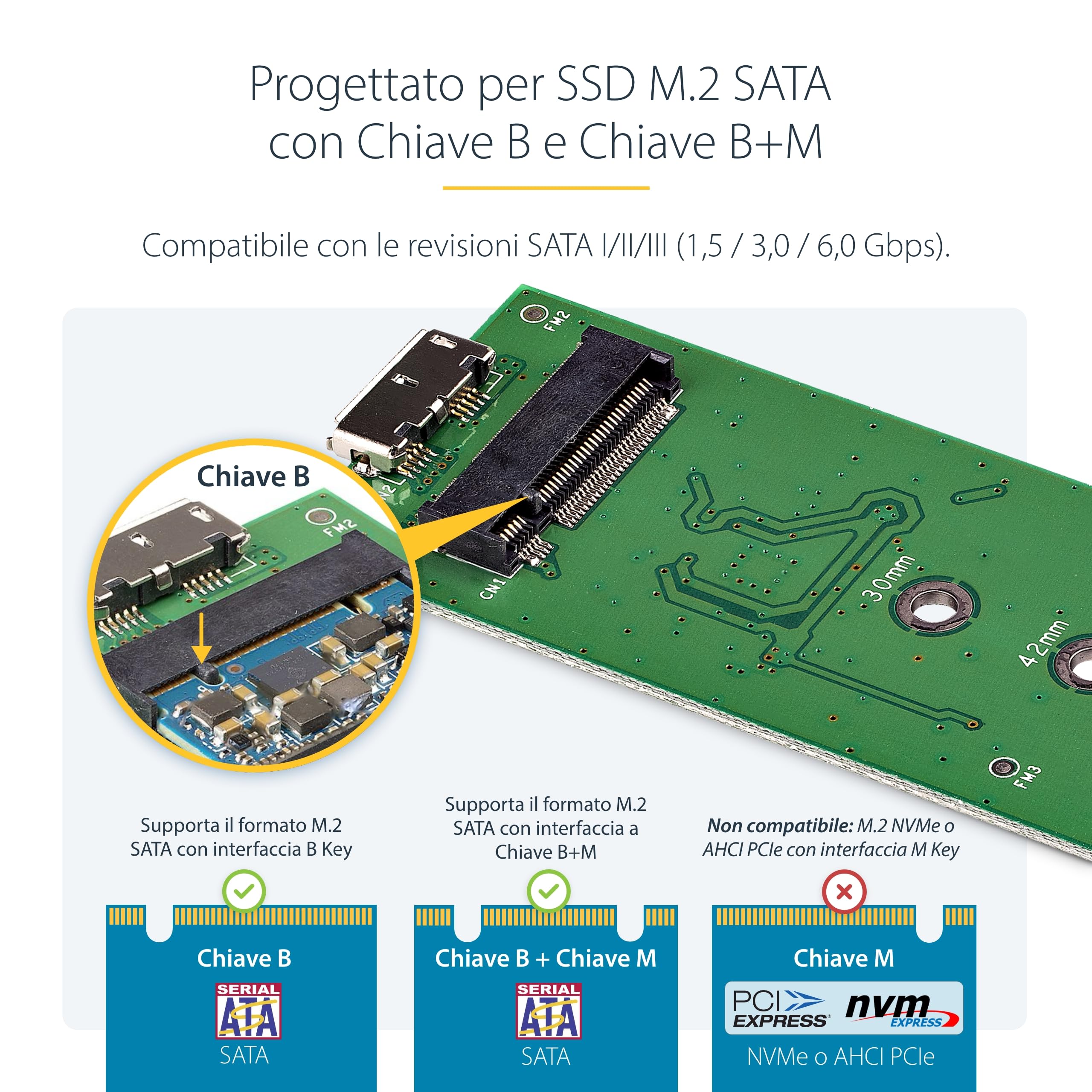 StarTech Box Esterno SSD M.2 NGFF SATA USB 3.0 5Gbps UASP Alluminio Nero | Solo per SSD M.2 SATA, Non Compatibile con NVMe/AHCI, Trasferimenti Dati Rapidi