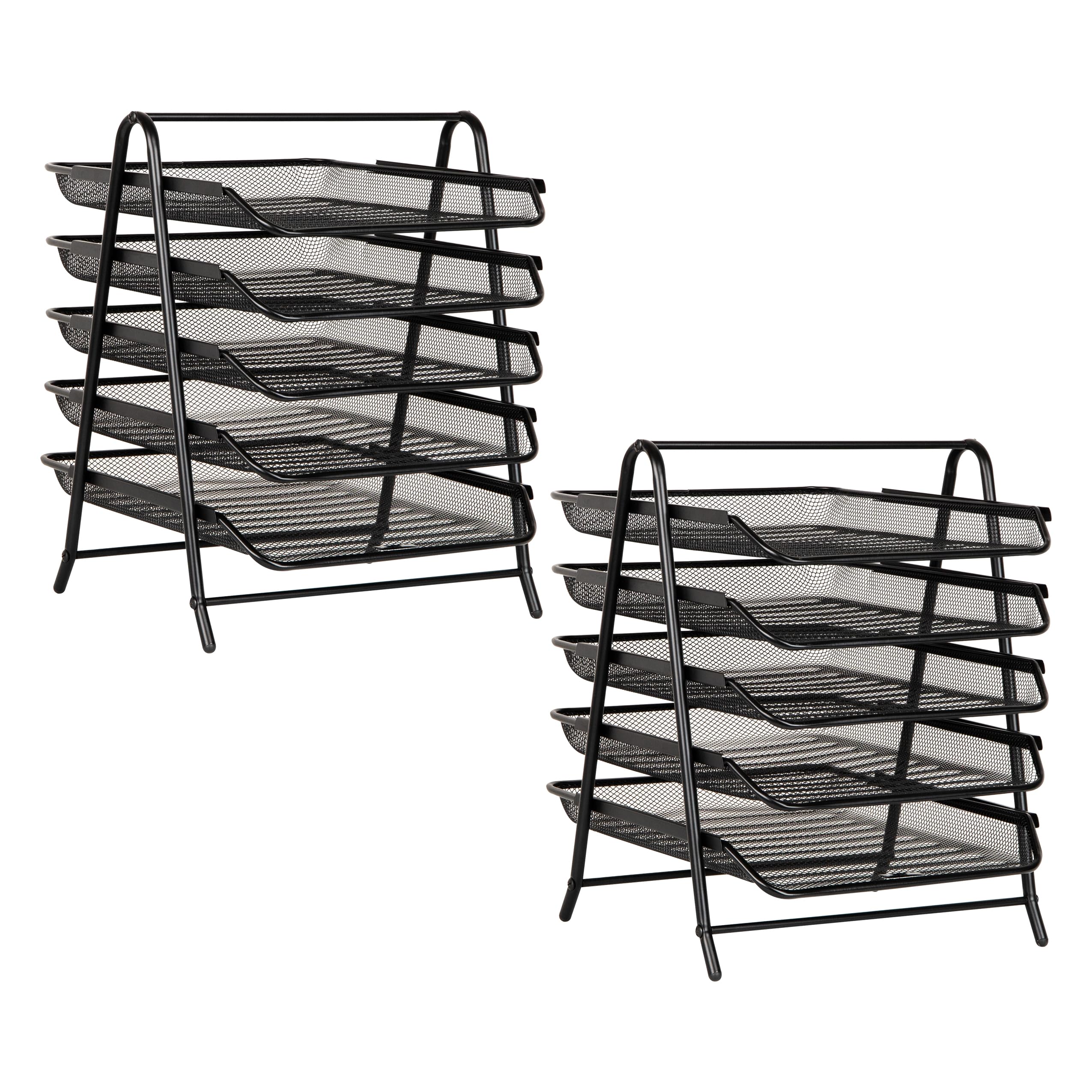 Mind Reader 5-stöckiger Papierablagekorb, Desktop-Organizer, Aktenaufbewahrung, Büro, Metallgitter, 29,85 x 35,56 x 36,83 cm (L x B x H), Set mit 2, Schwarz