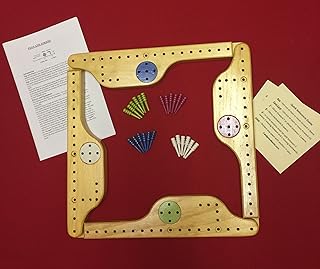 4 Player Pegs and Jokers Wooden Board Game, Handcrafted of Select Pine, in The USA. Pegs and Jokers Board Game