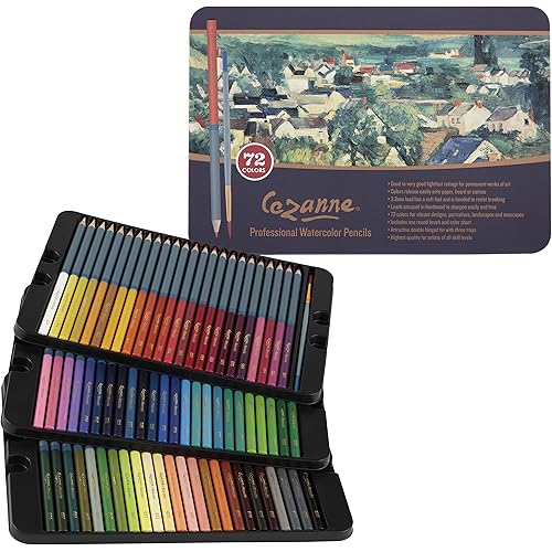 Creative Mark Cezanne Watercolor Pencils - Professional Artist Quality Soft Core Leads for Watercolour Painting, Coloring, Drawing, Layering, Blending, Shading, Use Wet or Dry - Set of 72