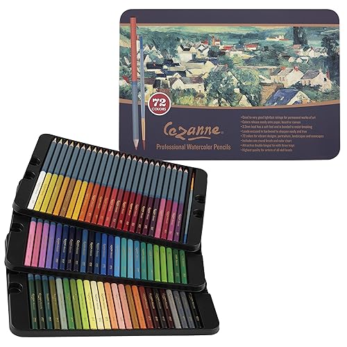 Creative Mark Cezanne Watercolor Pencil Set of 72 - Professional Artist Quality Soft Core Leads for Watercolour Painting, Coloring, Drawing, Layering, Blending, Shading, Use Wet or Dry