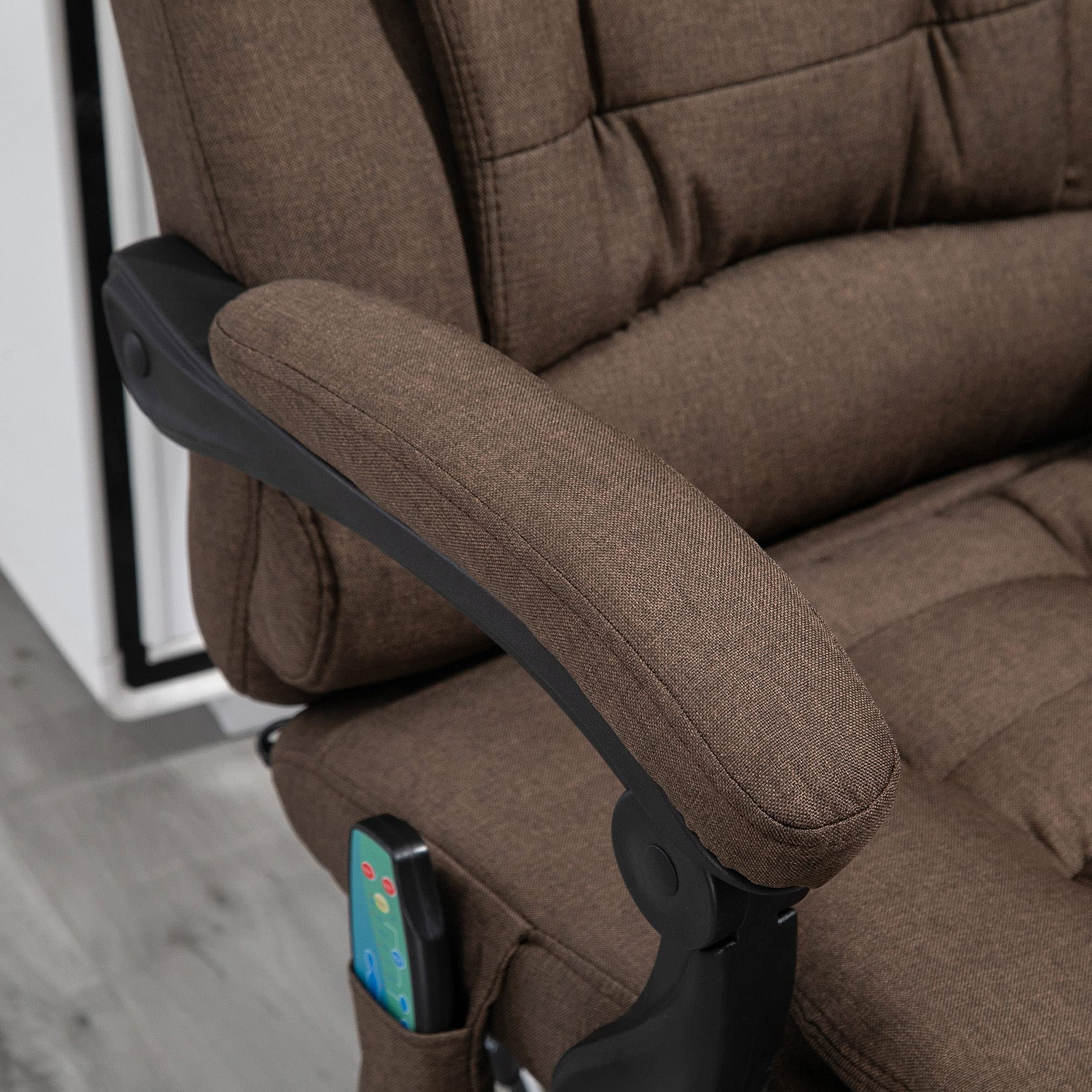 Vinsetto Bürosessel Massagegerät beheizbar ergonomischer Bürosessel höhenverstellbar Rückenlehne neigbar Fußstütze + integriertes Lendenkissen braun