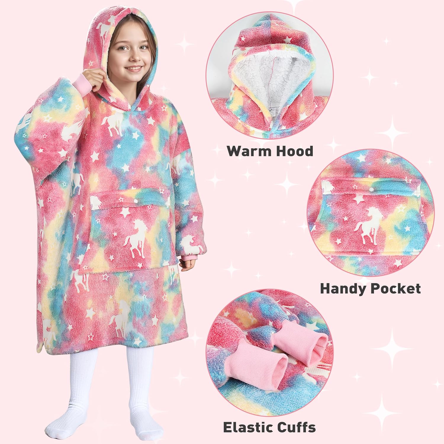 Catalonia Blanket Hoodie for Kids, Oversized Wearable Sherpa Sweatshirt Pullover for Teens Youth, Gift Idea - Image 3