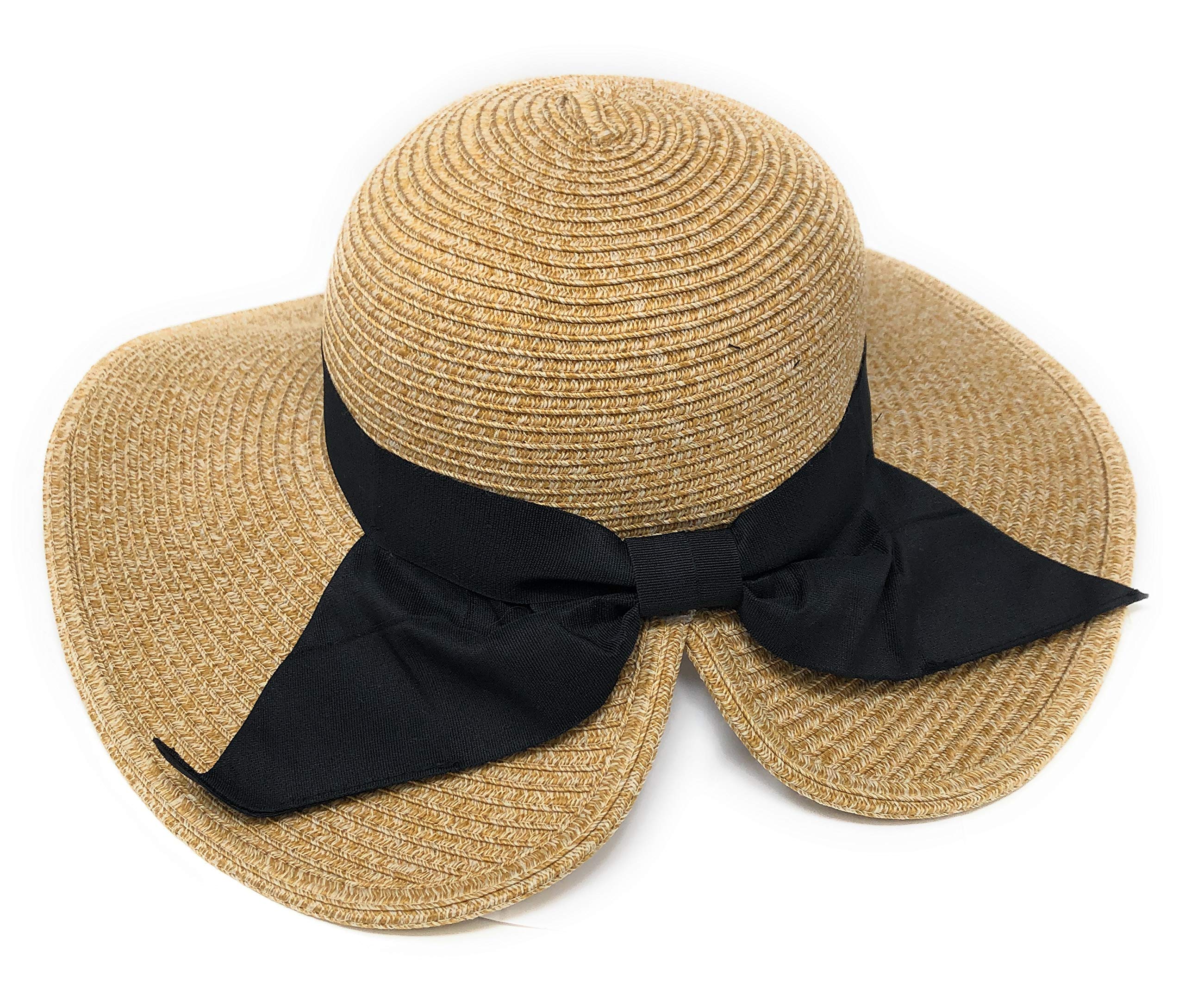 Nickanny's Cappello da Spiaggia a Tesa Larga modellabile UPF 50 con Fiocco