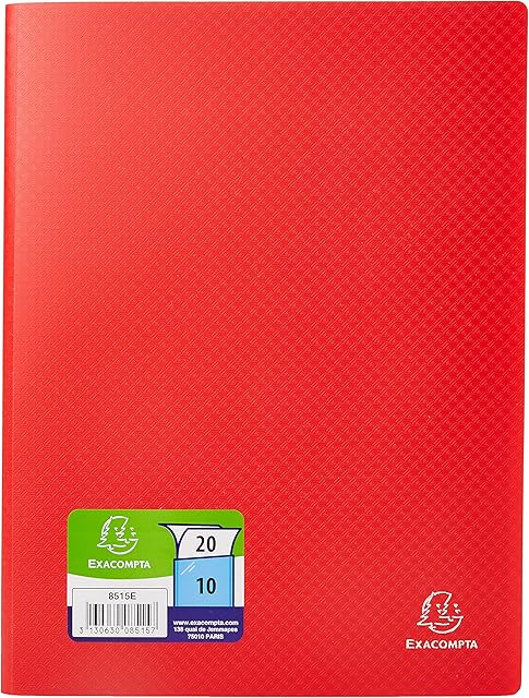 Exacompta 8515E Album ofertowy Premium z 10 przezroczystymi koszulkami A4 na 20 stron, nadaje się do szkoły i biura album na dokumenty album na prospekty album na rysunki 1 sztuka kolor czerwony