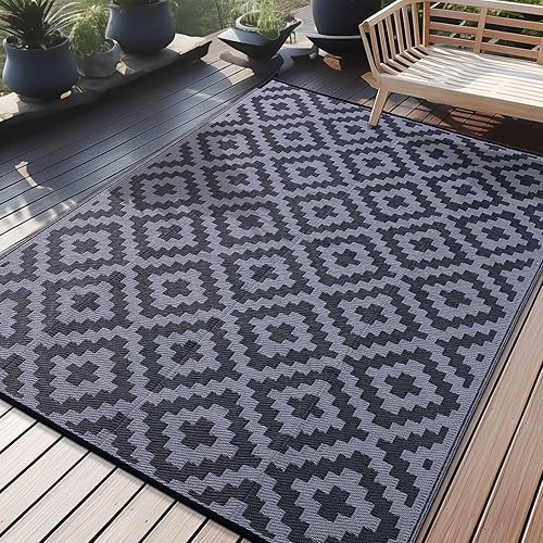 Miniatura 1 de OLANLY Alfombra impermeable para exteriores de 6 x 9 pies, reversible, de plástico, para patio, campamento, caravana, exterior, porche, terraza,
