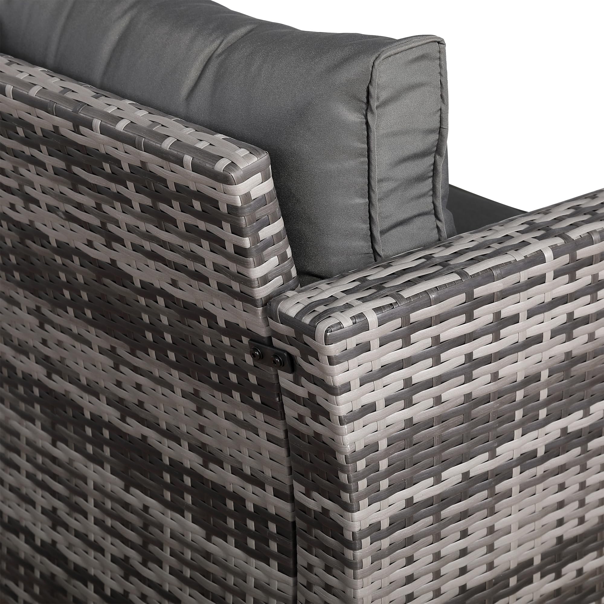 Rattan Park Sofás de Jardín de Poliratán – Conjunto Modular de Muebles de Exterior para Terraza y Patio (Gris, 1 Plaza)
