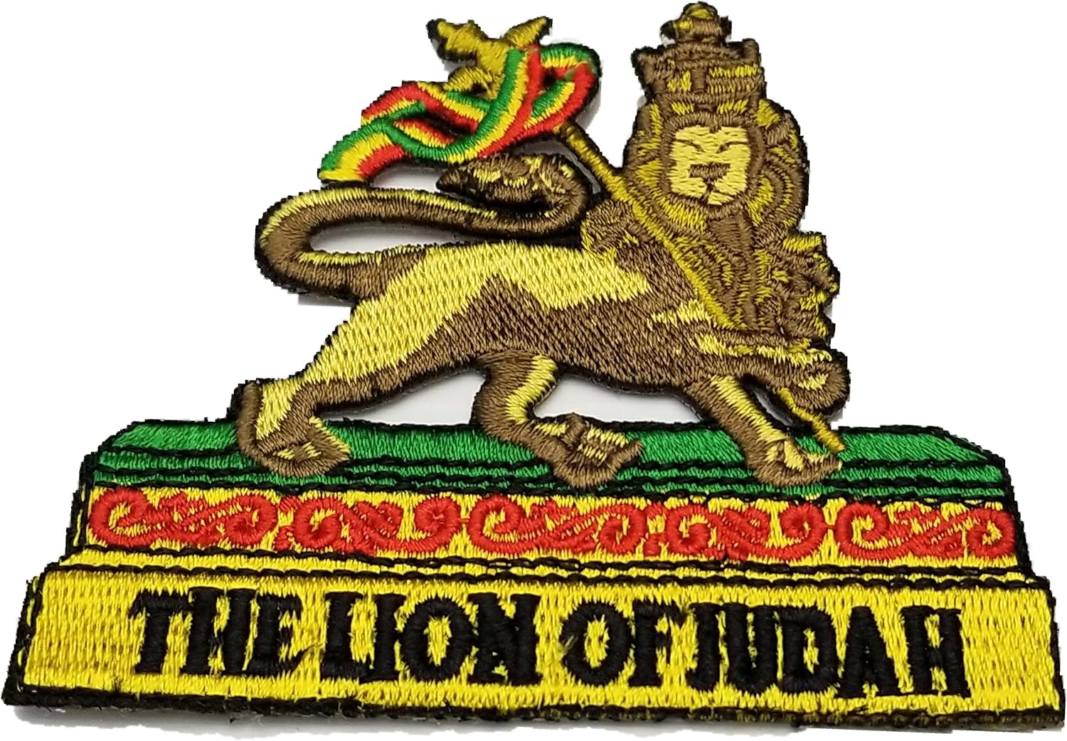Marley Lion of Judah Flag Embroidered Sew or Iron on Patch Badge Lion Ethiopia National Flag