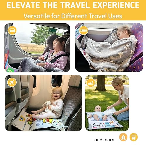 Miniatura 5 de Kit esencial de viaje de 3 piezas eleva la comodidad de viaje de tu hijo con el extensor de asiento de avión para niñoscama de avión