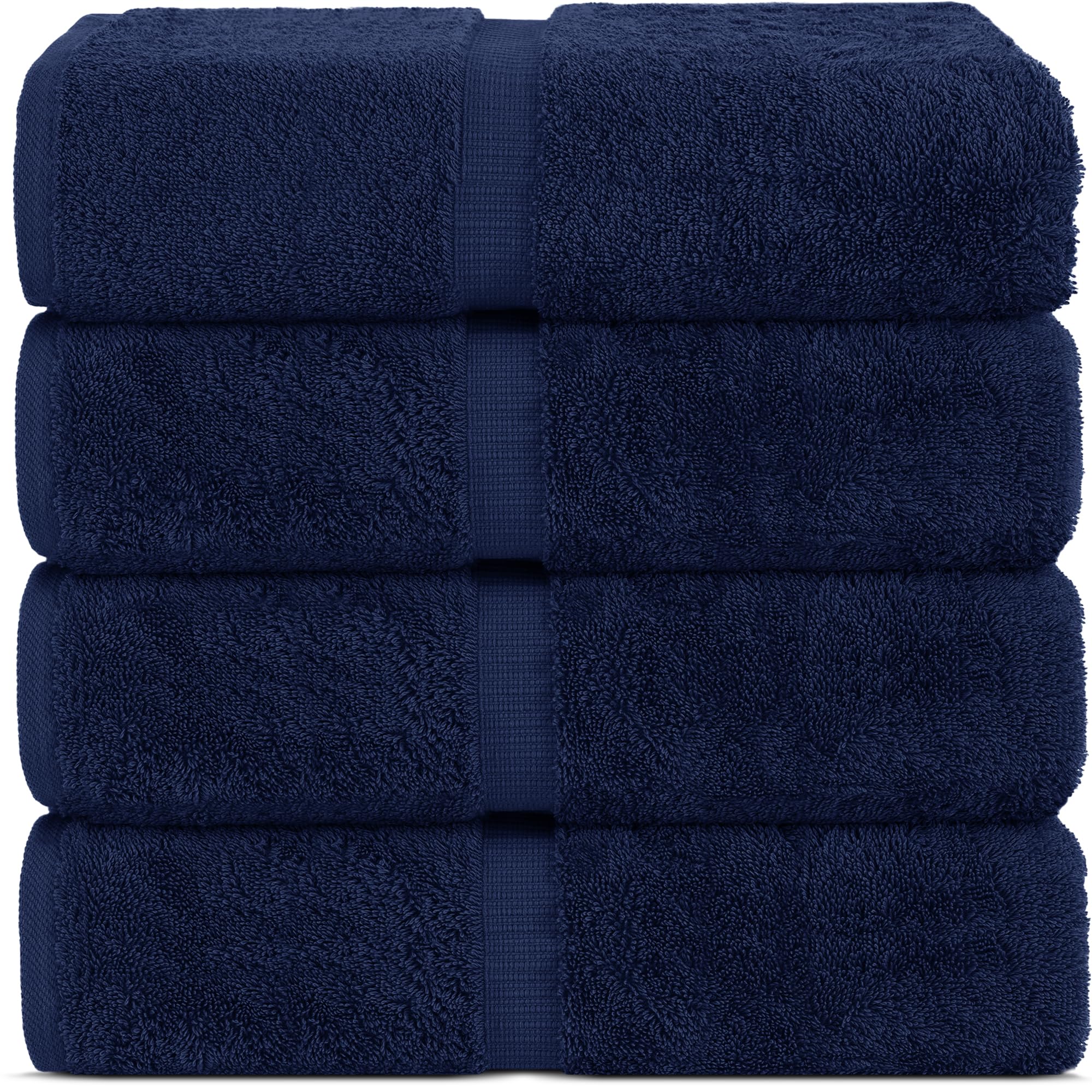 Chakir Turkish Linens 100% Cotton Premium Turkish Towels for Bathroom | 30'' x 60'' Large Bath Towels (4 Piece, Navy)