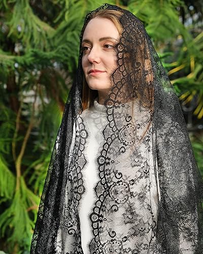 Miniatura 10 de Mantveil Velo de malta de la iglesia católica velo de masas vintage en forma de D largo para mujer