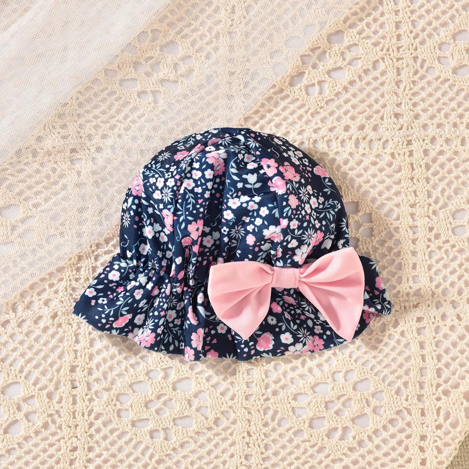 HINTINA Baby Girl One Piece Long Sleeve Ruffle Swimsuit with Hat - Image 7