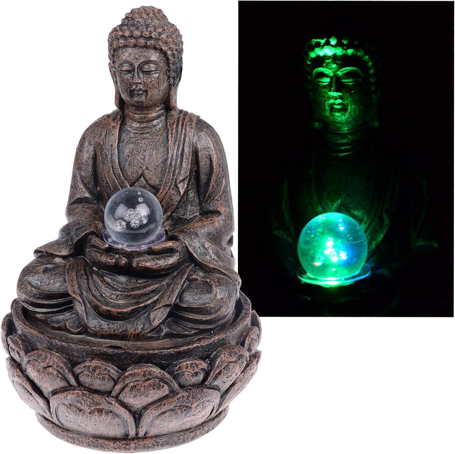 Indoor Buddha Water Feature with Glass Ball and Colour