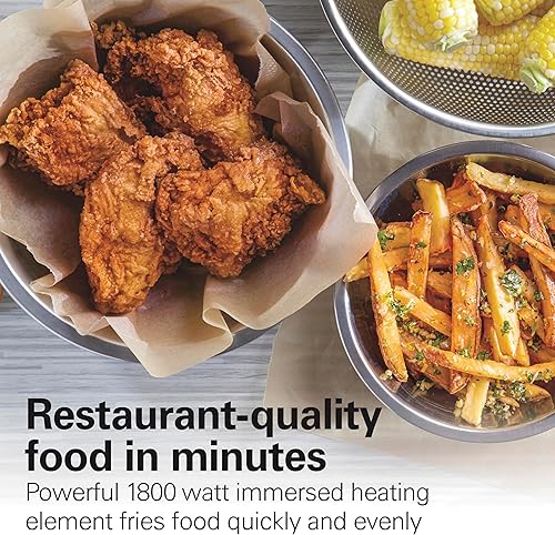 Miniatura 6 de Hamilton Beach Freidora profunda con 2 cestas para freír 19 tazas  45 litros de capacidad de aceite tapa con ventana de vista grado profesional