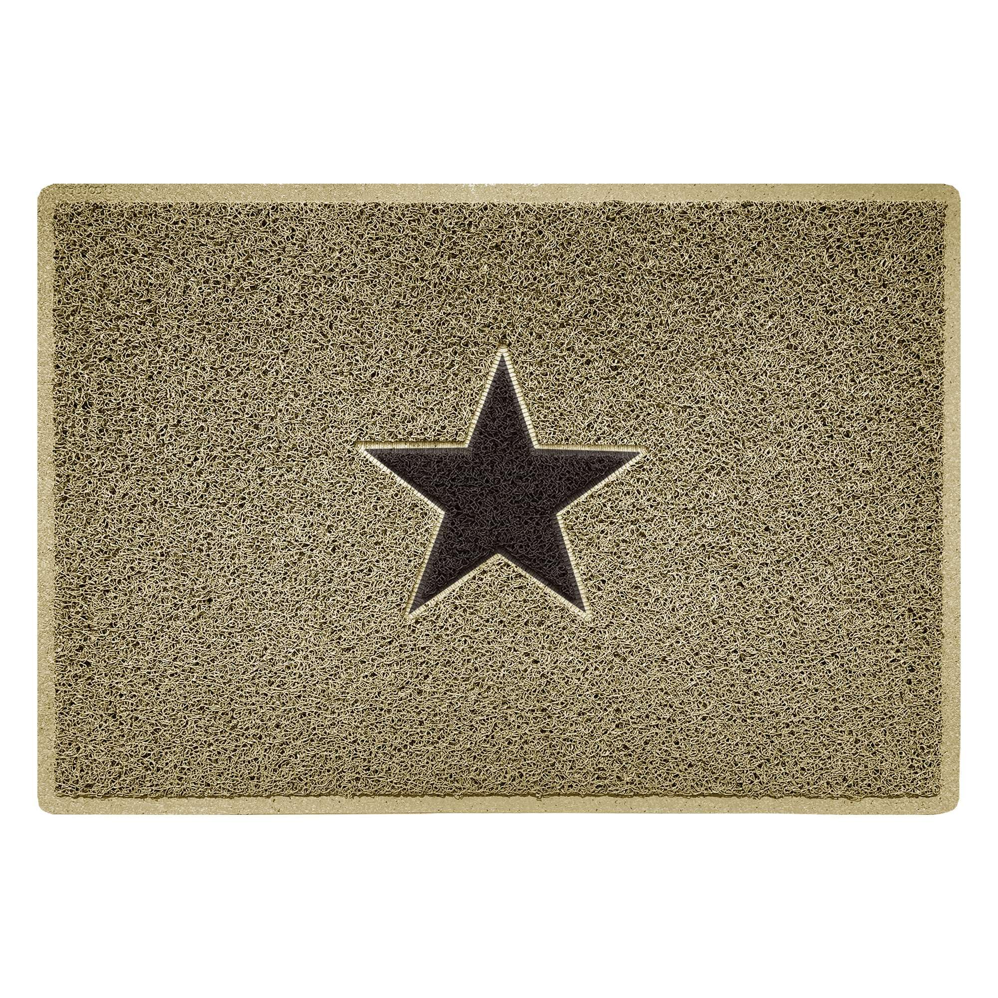 Nicoman Beige/Brown Inlay Star Doormat - With Star - 90Cm X 60Cm
