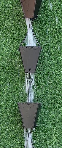 Miniatura 4 de KAM Home - Cadena de lluvia de copas cuadradas cónicas de bronce con kit de instalación (negro, 10)