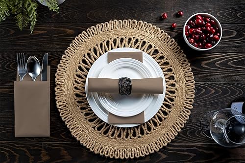 Miniatura 4 de 100 servilletas de papel de color beige con tacto de lino, suaves y absorbentes, para cocina, fiesta, boda, baño o cualquier ocasión (paquete de 100)