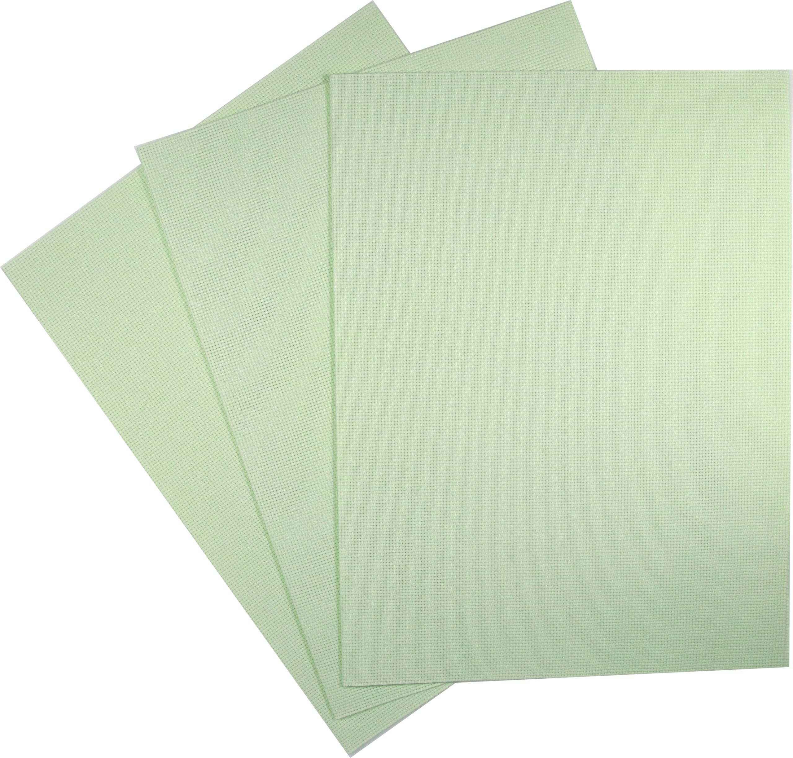 KCS 3 pc of 12" x 18"(30cmx45cm) Counted Cotton Aida Cloth Cross Stitch Fabric (Light Green, 16CT)
