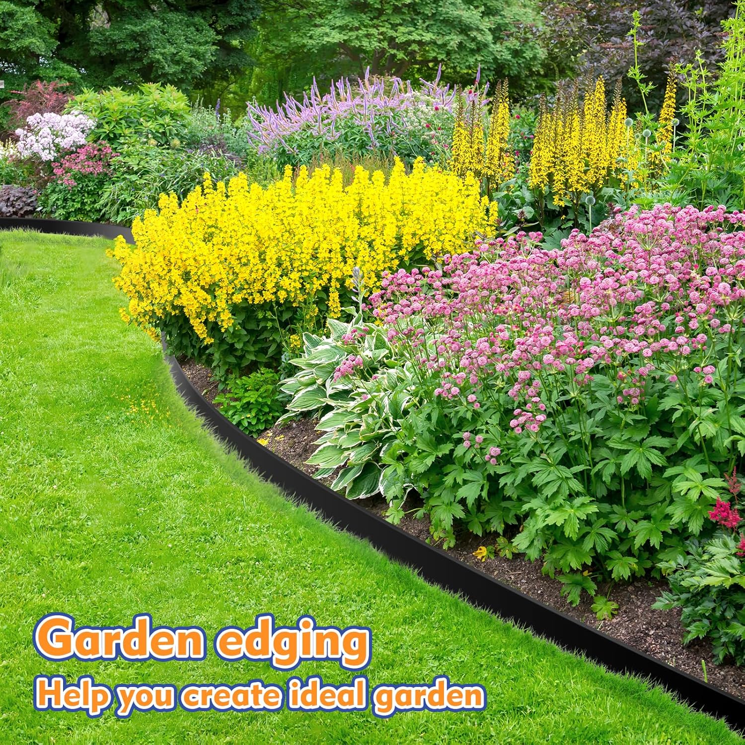 3 Inch x 40 FT Landscape Edging, Garden Edging Borders with 40pcs Upgrade Stakes, Flexible No Dig Plastic Garden Border for Lawn, Landscaping, Flower Beds and Yard