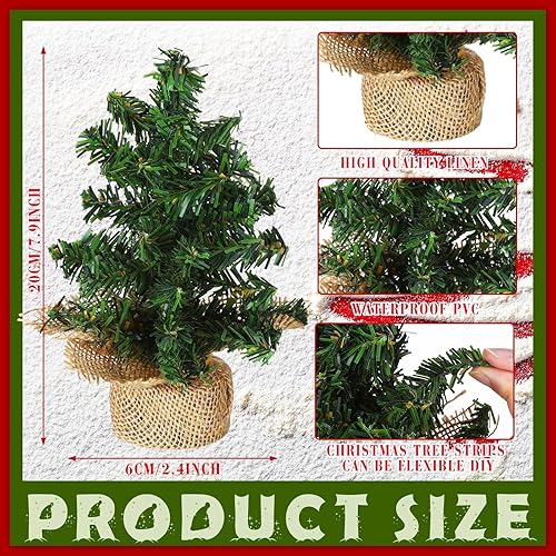 Miniatura 3 de Yinder 6 piezas de mini árbol de Navidad artificial de 7.87 pulgadas, mini árbol de Navidad de pino en miniatura de Navidad con base de lino para
