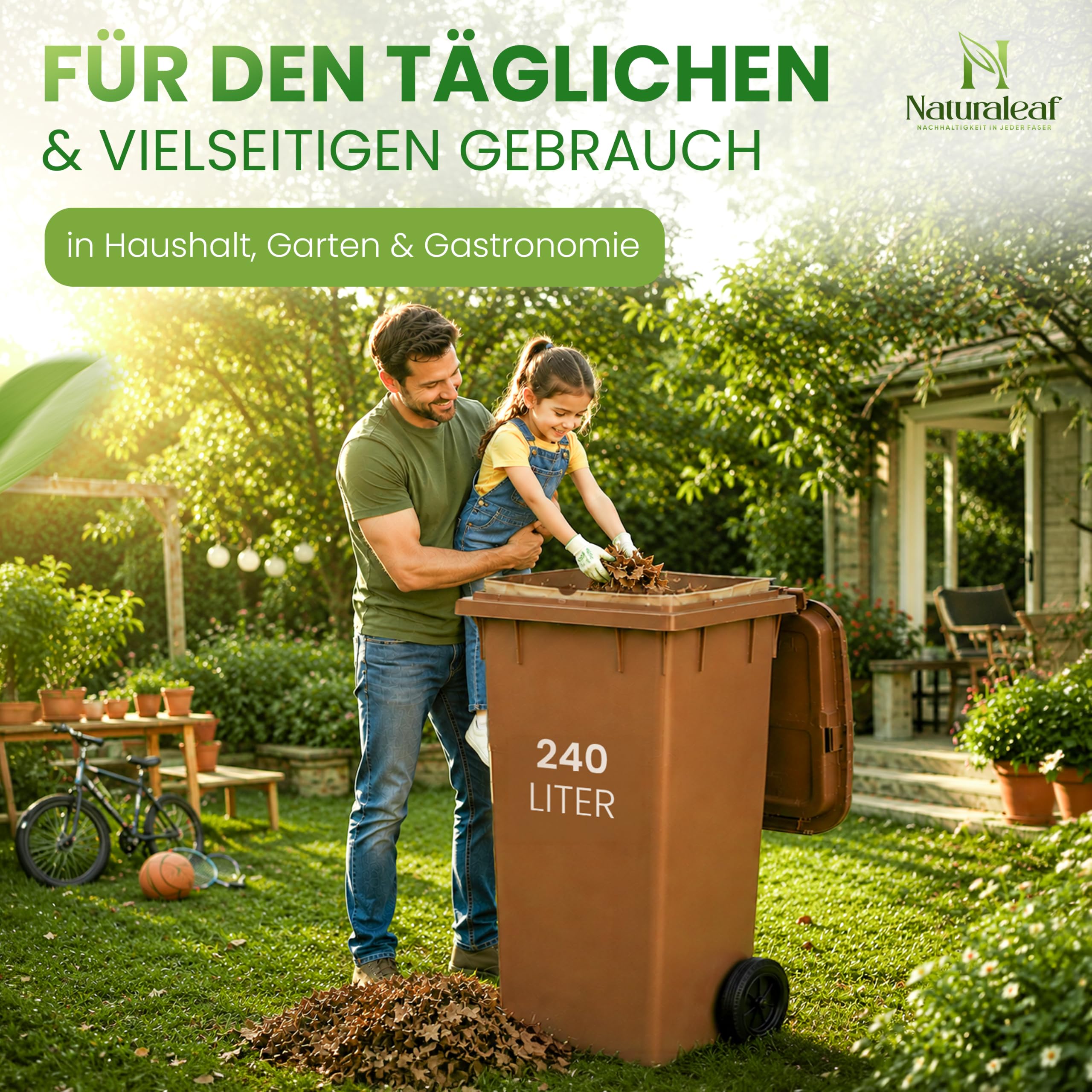 Biomüllsäcke 240L | 10 Stück | Biotonnenmüllsäcke mit optimaler Stärke & Haltbarkeit | Unsere nachhaltige Entsorgungslösung hält deine Biomülltonne madenfrei und sauber