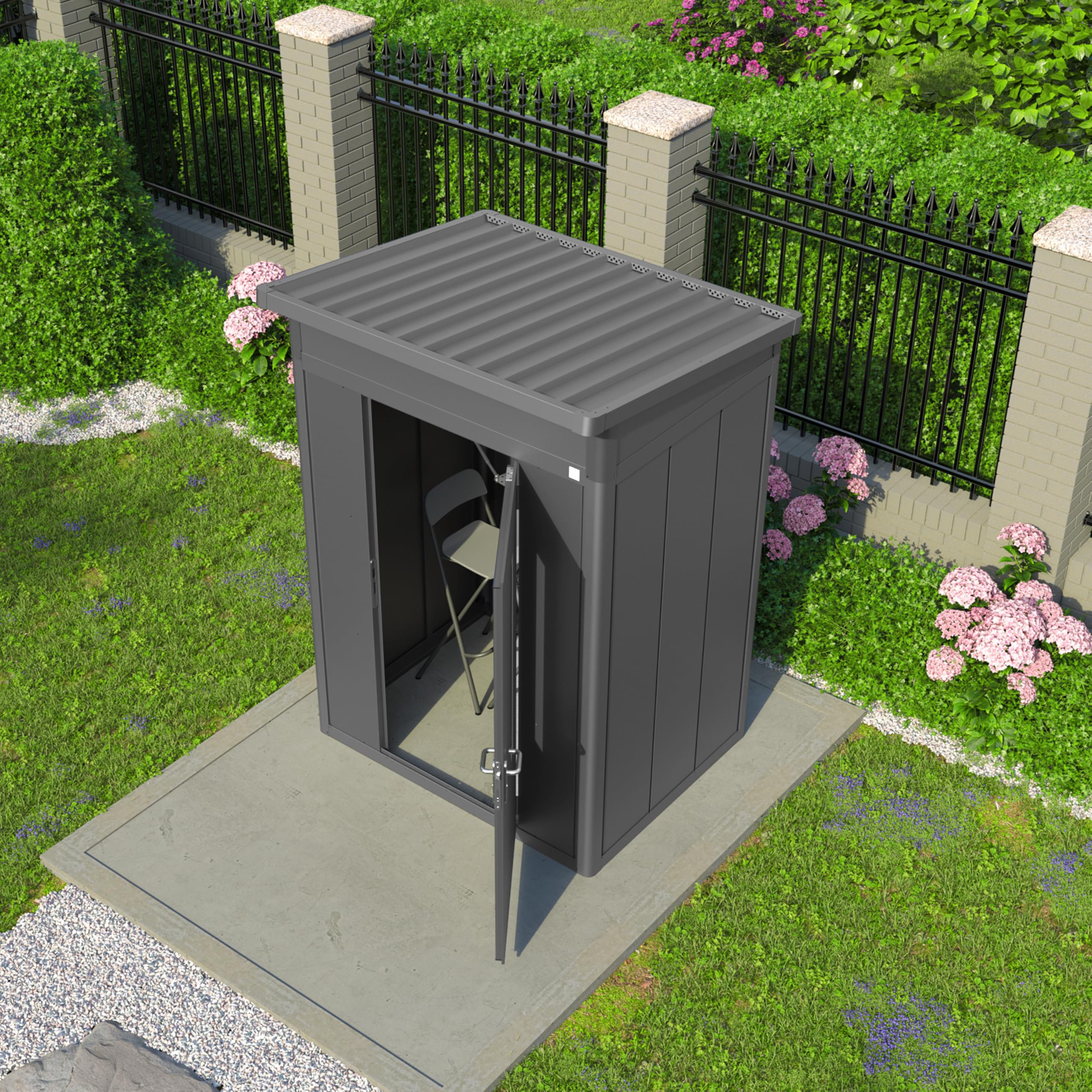 GFP Primeyard Casetta da giardino metallo 158x122x231 cm Armadio da esterno per attrezzi antracite